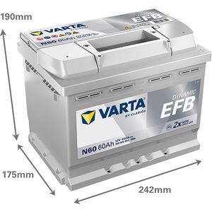 N60 D53 Varta Dynamic EFB Start-Stop Car Battery 12V 60Ah (560500064) (027 EFB)